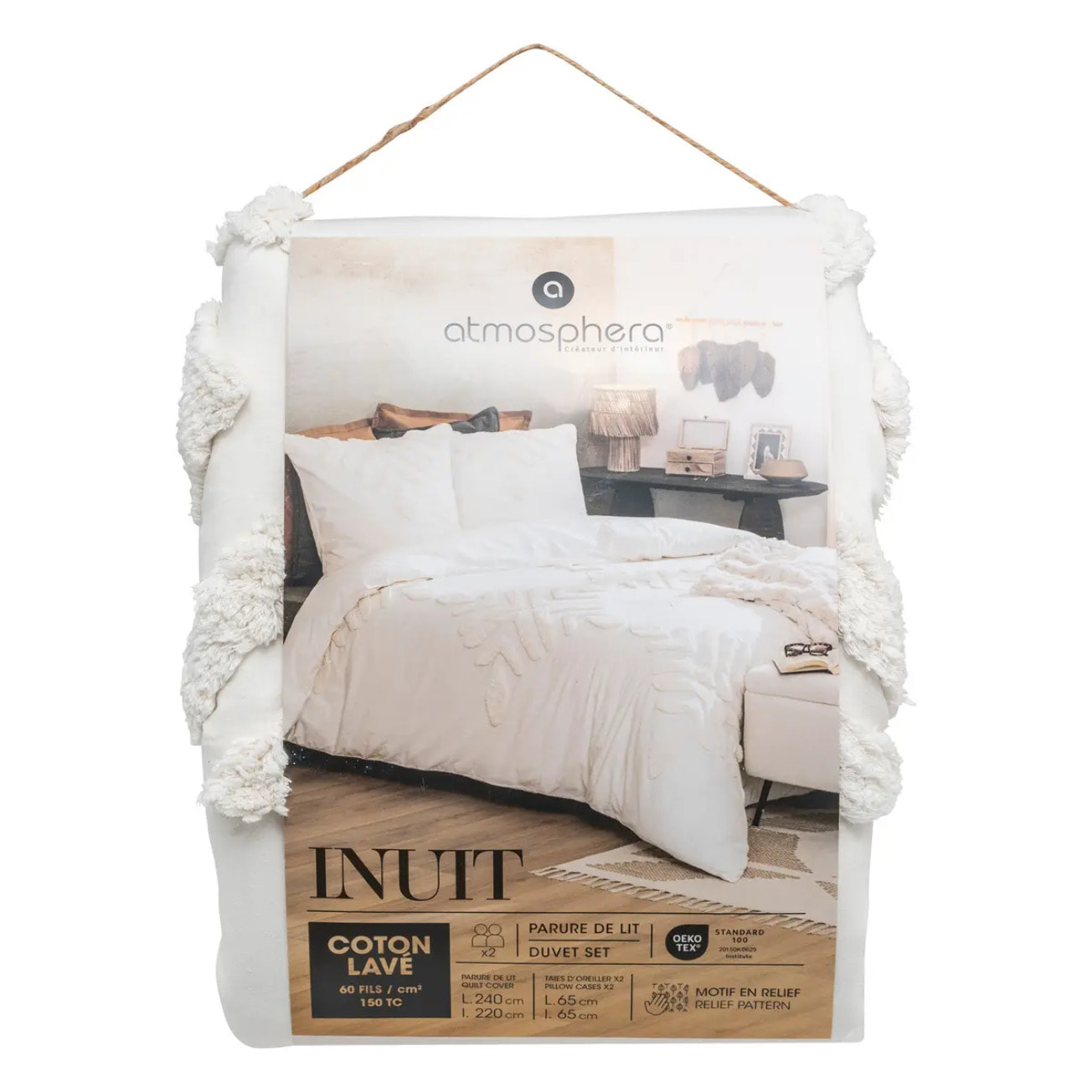 Parure de lit Inuit dreams coton blanc ivoire 240x220cm