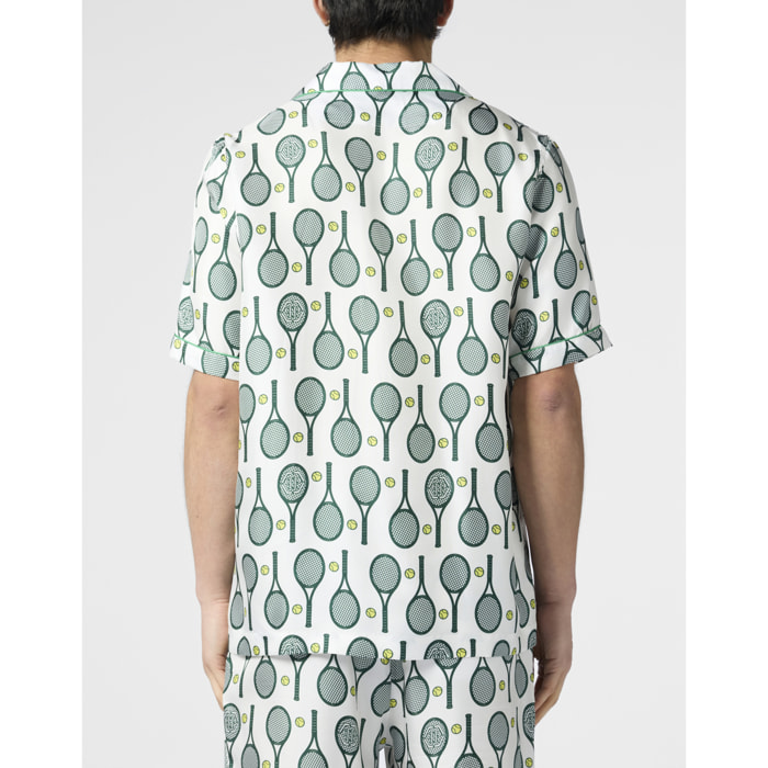 PHILIPP PLEIN Silk Bowling Shirt Tennis