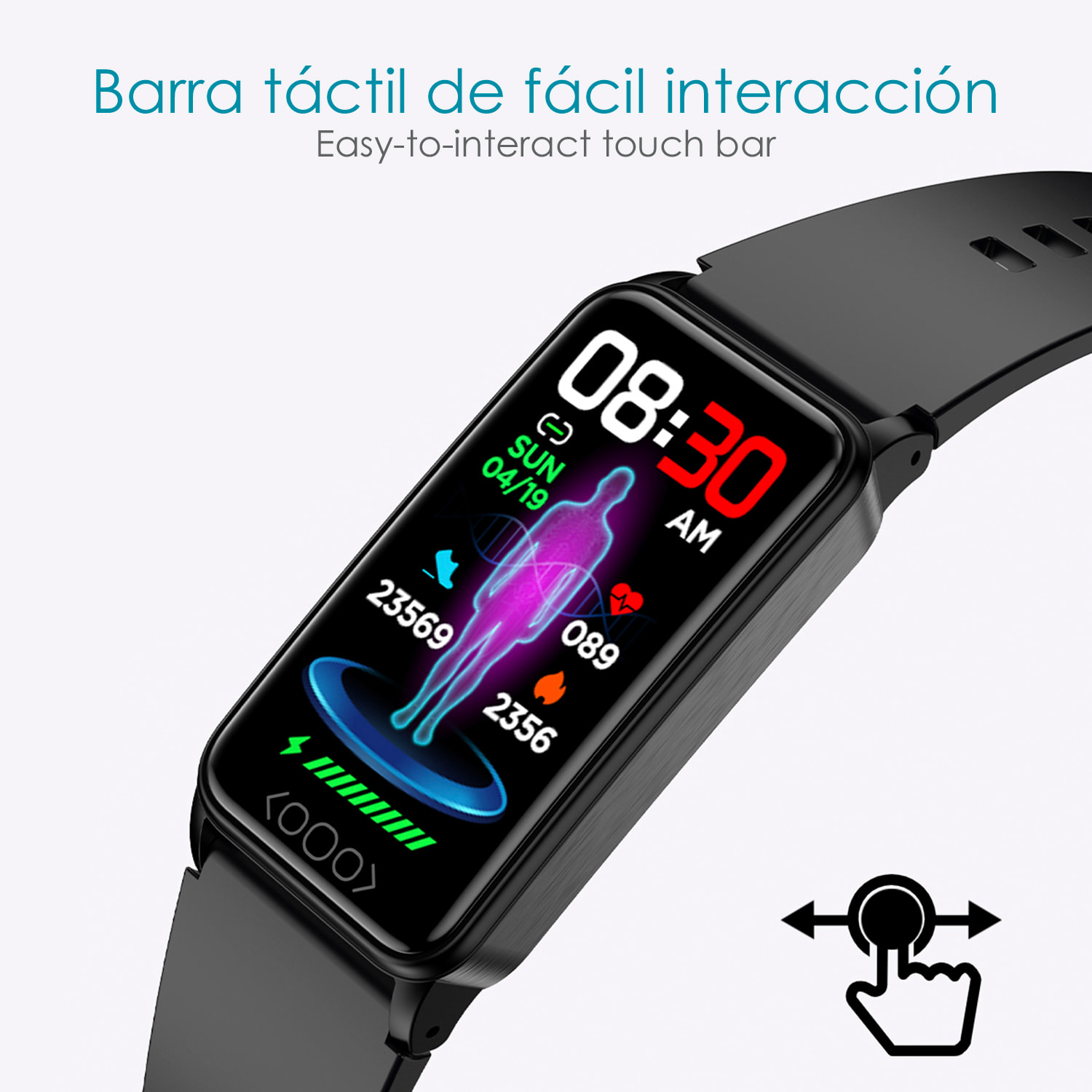 Bracciale intelligente TK71 Pro con temperatura corporea; monitoraggio del glucosio, dell'acido urico, dello stress, del battito cardiaco e della tensione.