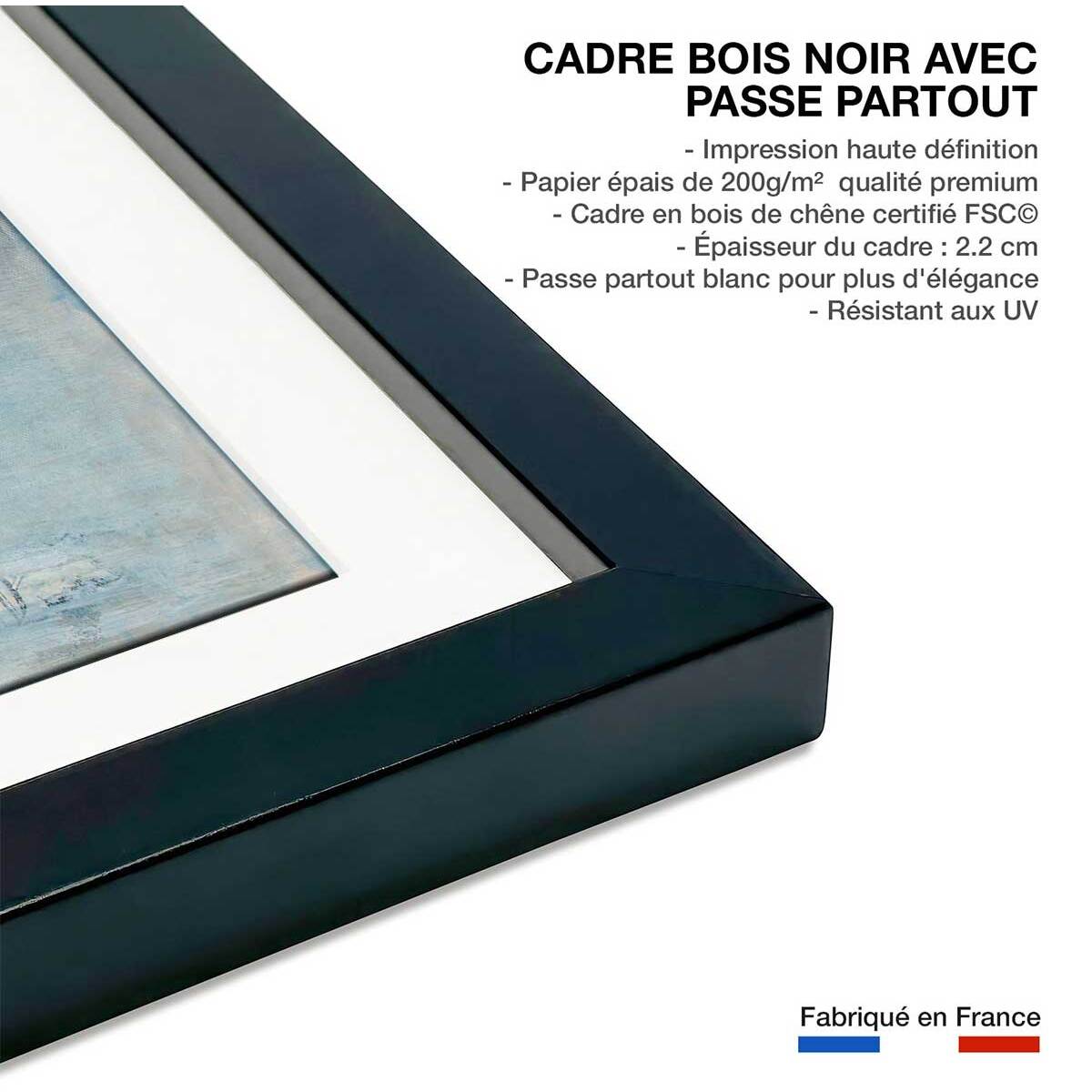 Affiche abstraite ambiance nordique Affiche + cadre en bois - Noir