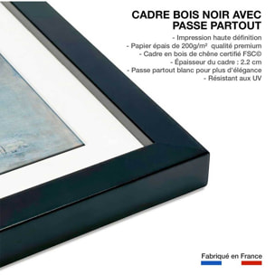 Affiche abstraite ambiance nordique Affiche + cadre en bois - Noir