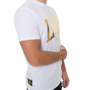 T-shirt in cotone elasticizzato a manica corta con logo grande Leone 1947 Gold