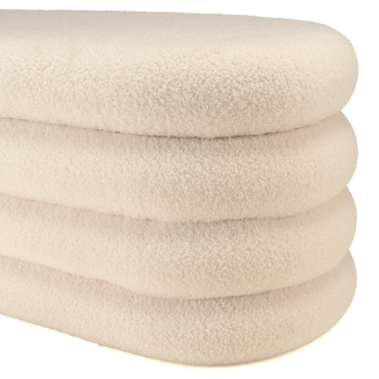 AGATHE - Banc avec rangement en tissu bouclette blanc L85cm