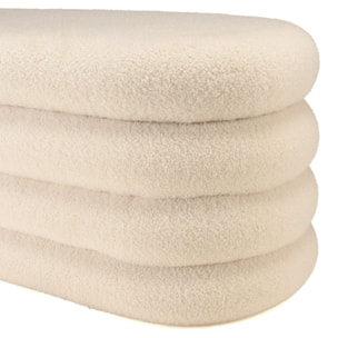 AGATHE - Banc avec rangement en tissu bouclette blanc L85cm