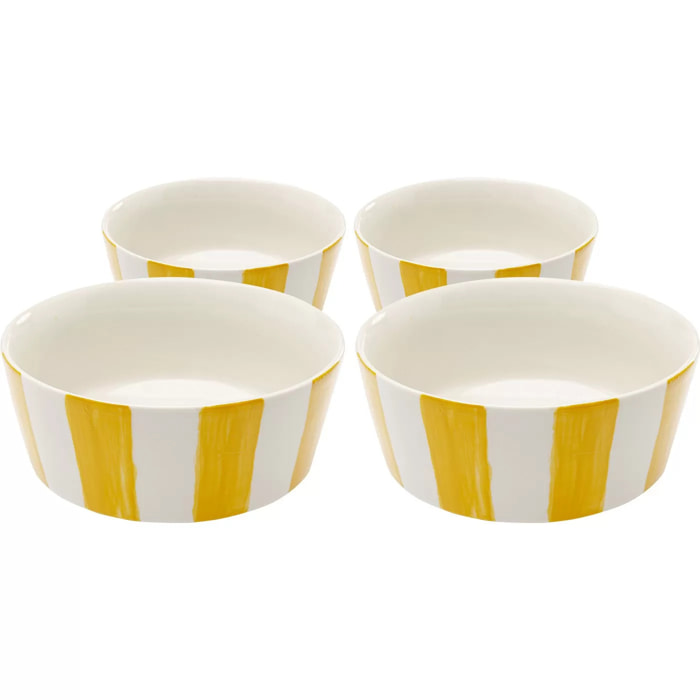 Bols Cocina jaunes et blancs 14cm set de 4 Kare Design