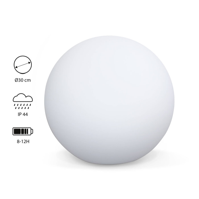 Boule LED 30cm – Sphère décorative lumineuse. Ø30cm. blanc chaud. commande à distance