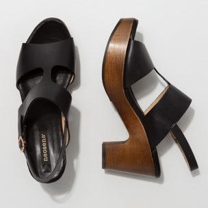 Sandalias con tacón S3270 RESTORED SKIN EBONY/ ST.LAURENT SANDAL color Ebony