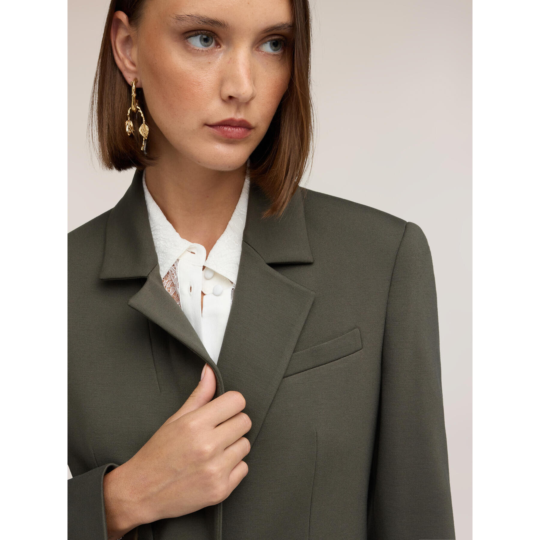 Motivi - Blazer monopetto in punto milano - Verde militare