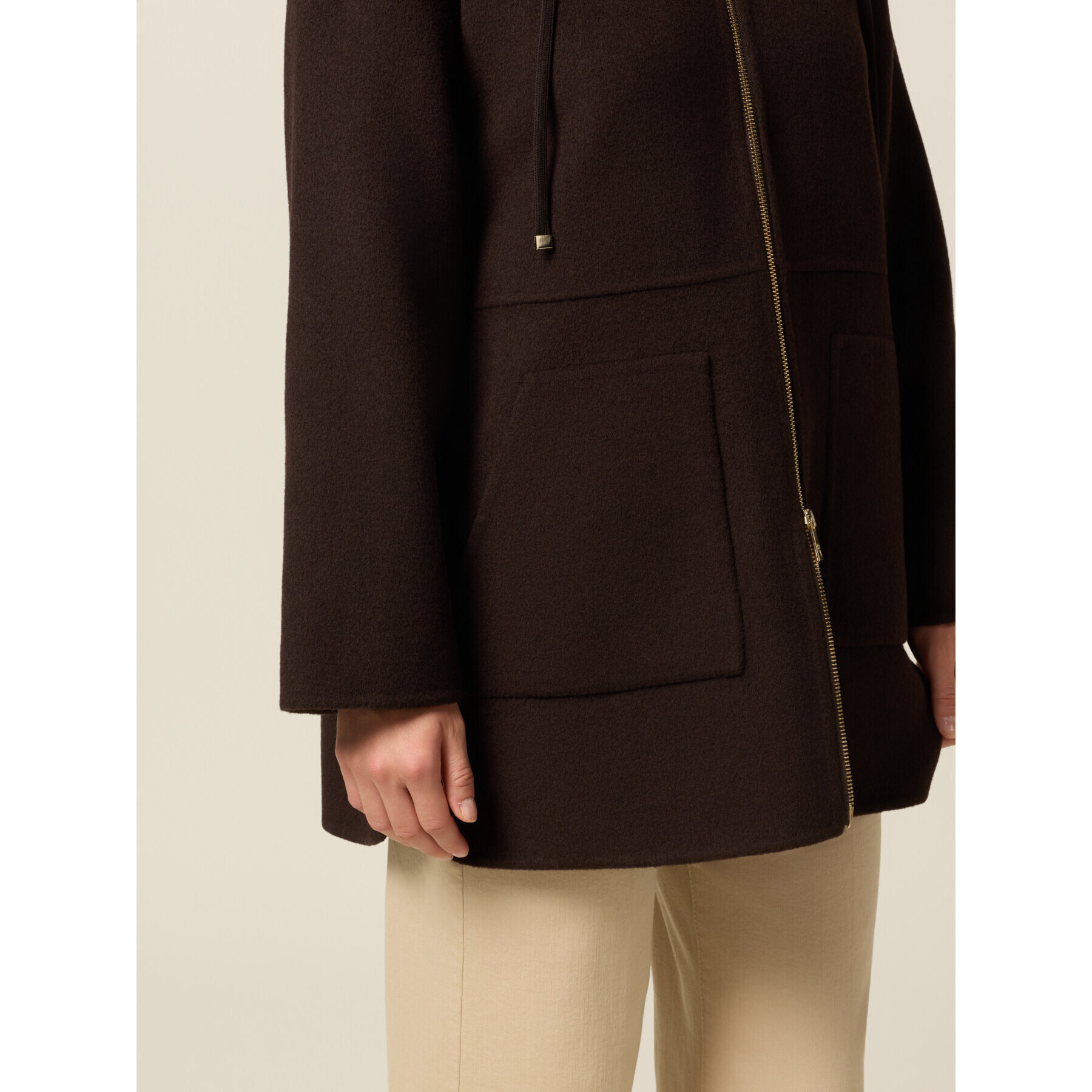 Oltre - Giubbotto parka con cappuccio imbottito - Marrone