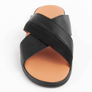 Sandalia De Piel - Negro