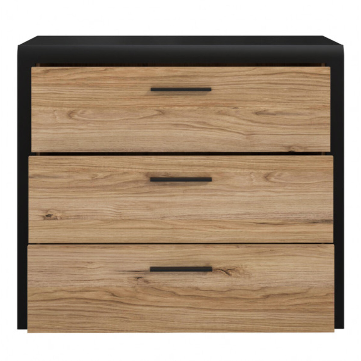 Commode 3 tiroirs en décor bois chêne - DAVID