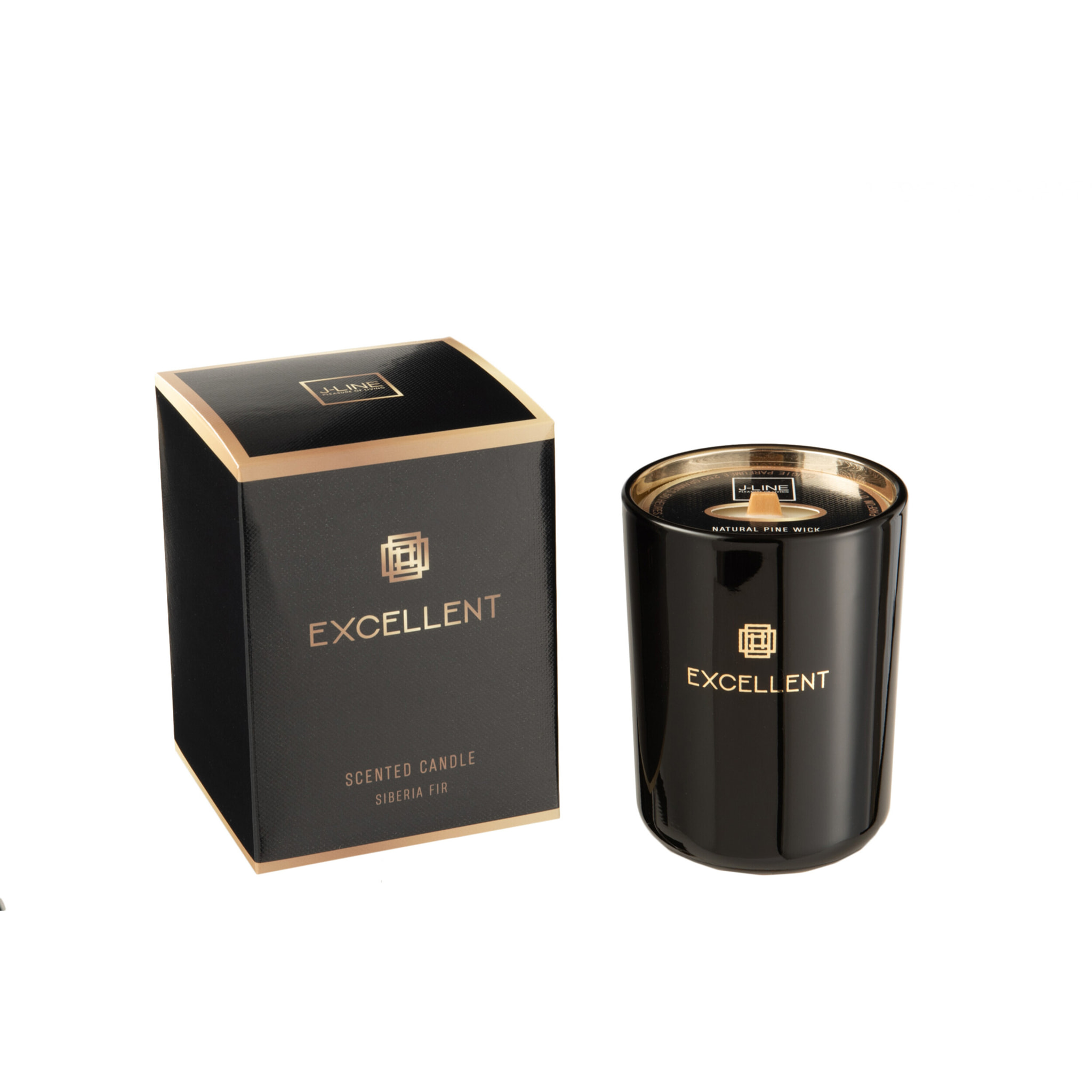J-Line bougie parfumée Excellent - Siberia Fir - verre - noir - small - 50H