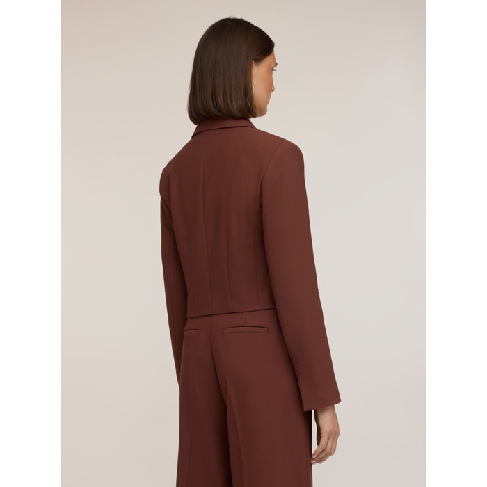 Motivi - Blazer spencer con solapa de pico - Marrón