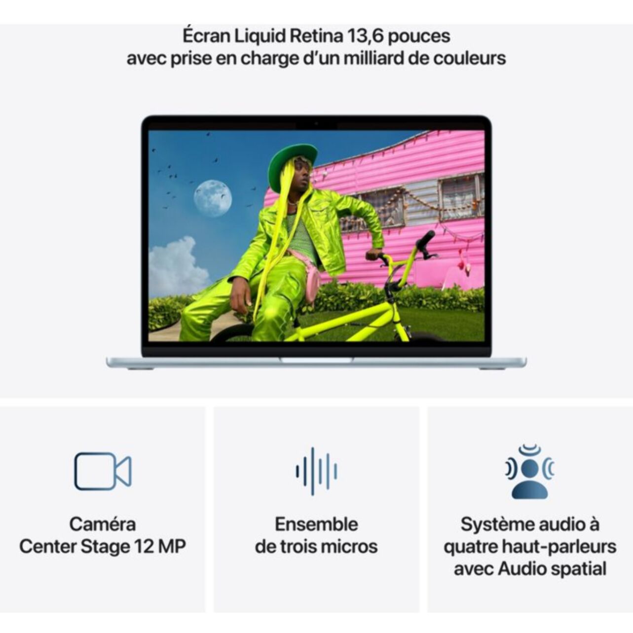 Ordinateur Apple MACBOOK Air 13" Puce M5 CPU 10 / GPU 8 coeurs Mémoire RAM 16Go Stockage 512Go SSD Bleu ciel