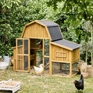 Poulailler 6 poules bois de sapin - 195.5 x 90 x 152.5 cm - Gasconne