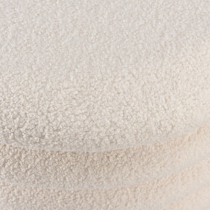 LEOPOLD - Pouf M en tissu bouclette écru avec rangement