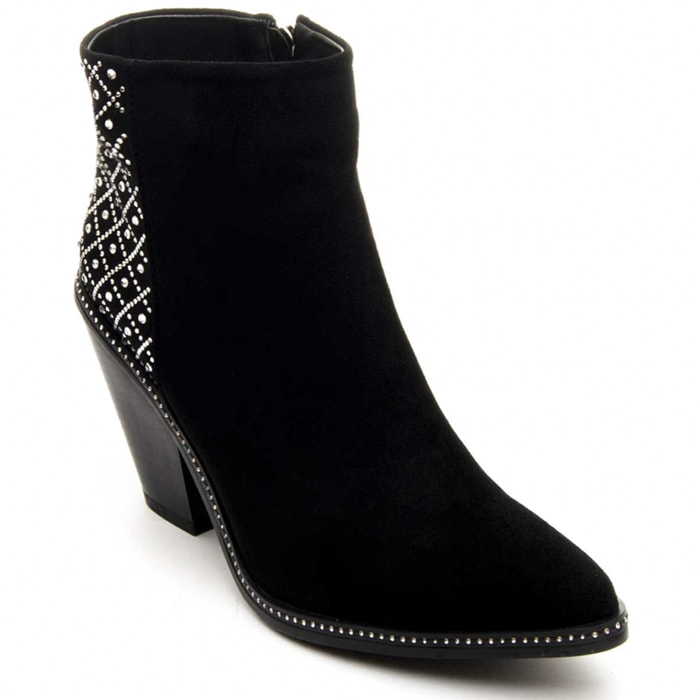 Botín De Tacón - Negro - Altura: 9 Cm
