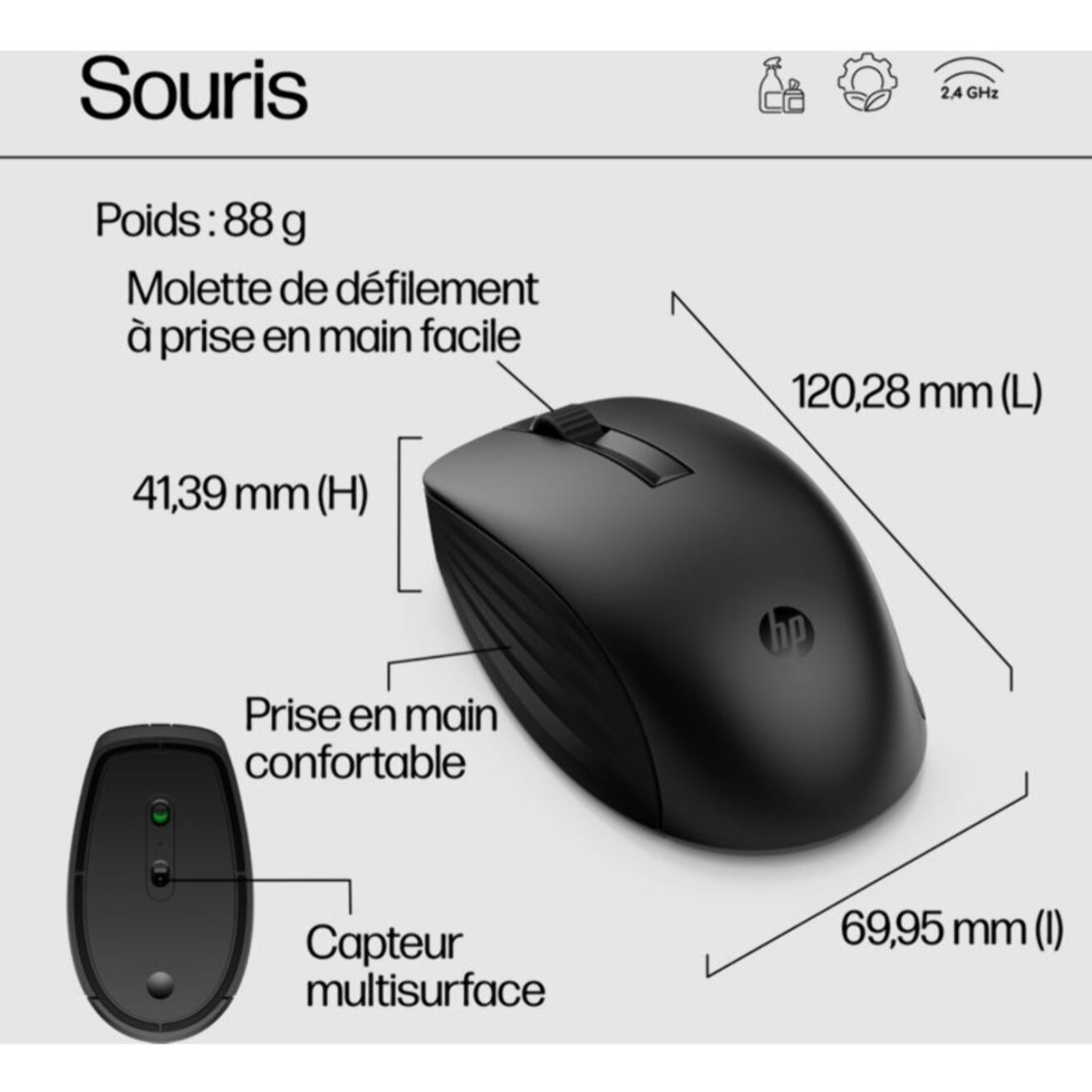 Clavier + Souris HP 650 Noir sans fil