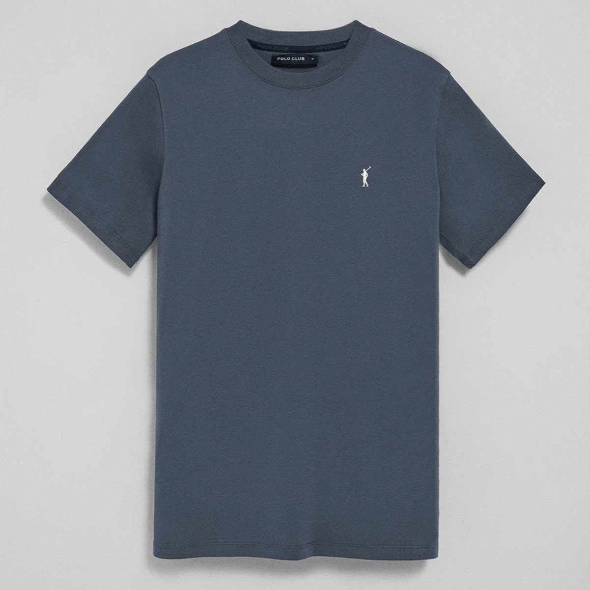 Camiseta azul denim con cuello redondo y bordado Rigby Go