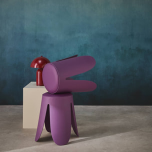 Set de 2 tabourets empilables. simili cuir violet. NIKI. Ø30 / 44 x H46cm