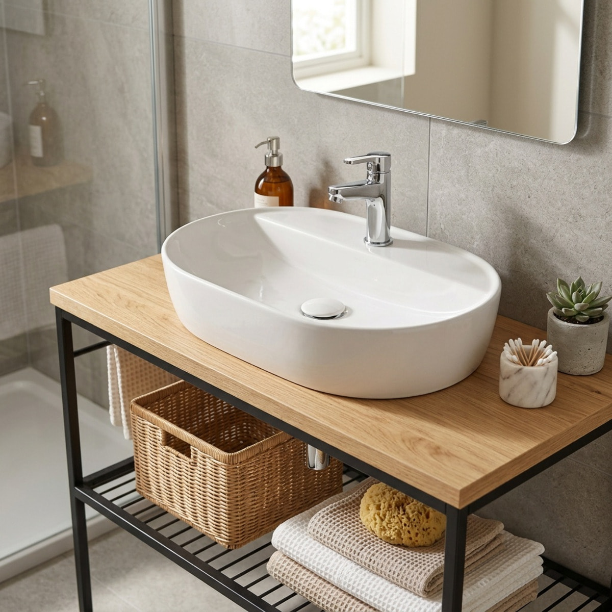 Vasque à poser ovale 60 x 40 cm - blanc brillant - avec trou de robinetterie - sans trop-plein - SAT Infinitio
