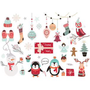 Sticker Noël fête d'hiver - Autocollants stickers adhésifs noël - décoration fêtes