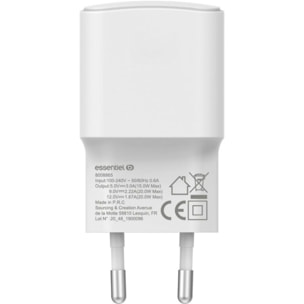 Chargeur USB C ESSENTIELB USB-C 20W  blanc
