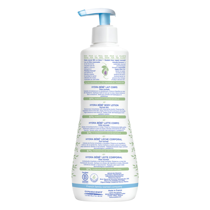 Hydra Bébé Bio - Lait Corps Peau Normale 500 ml