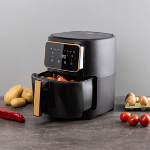 Freidora de aire de 1800W y 6,9L con 8 programas de cocción, revestimiento cerámico y ajuste de temperatura CHARCOAL Bergner