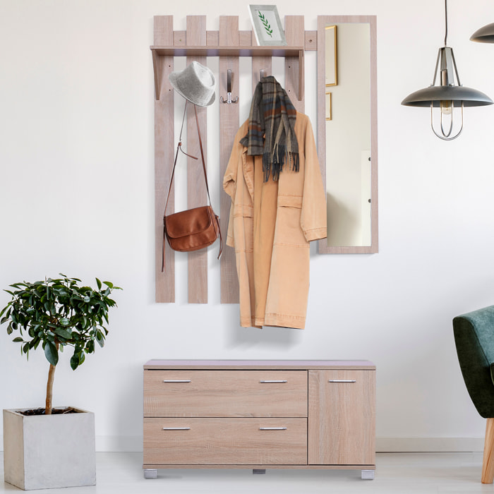 Pack 3 Muebles de Entrada Pasillo 90x21,5x116cm Roble
