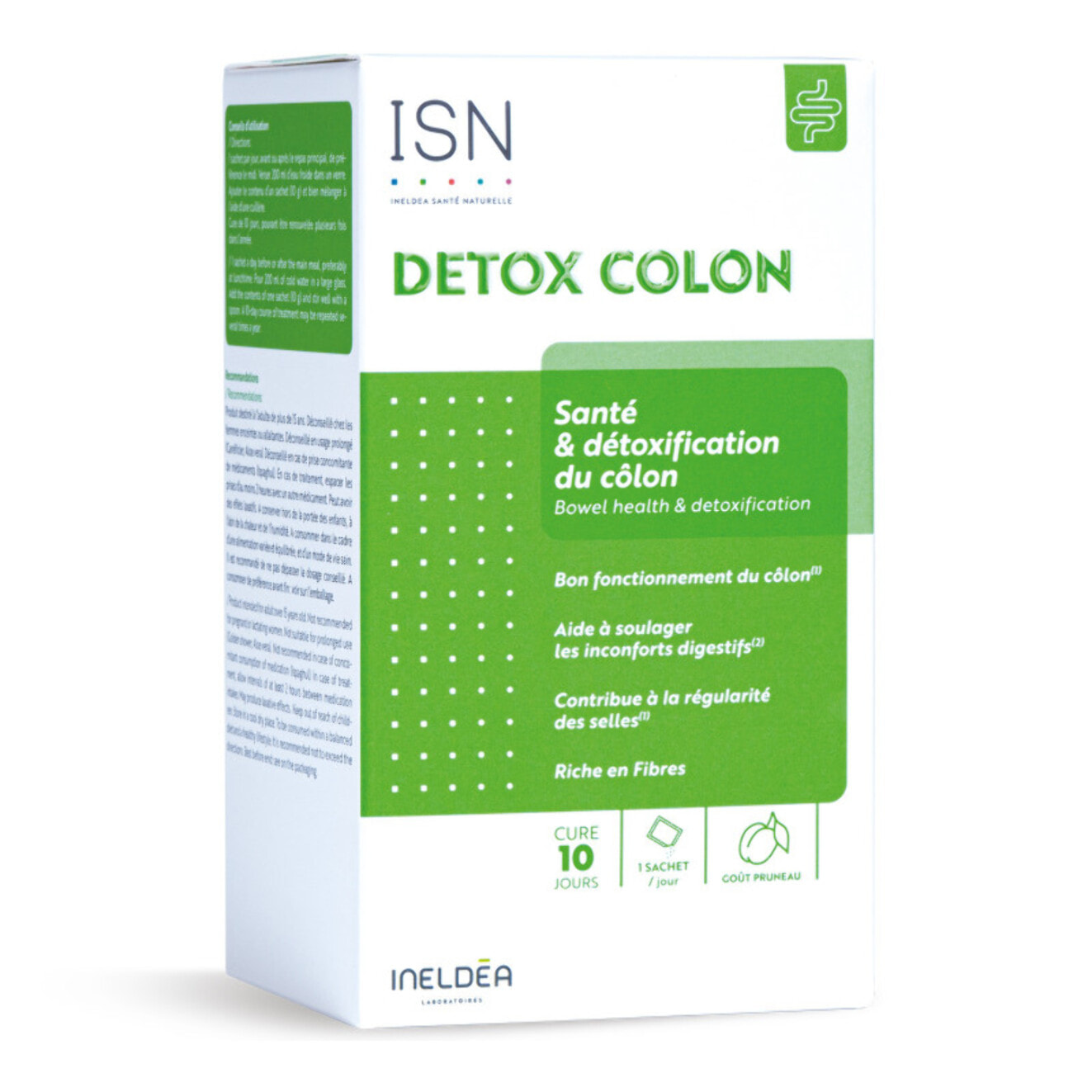 ISN - Detox Colon - Détoxifie naturellement & Purifie le Côlon - Soulage les Inconforts Intestinaux - Riche en Fibres et Plates - Sans Gluten - 10 sachets