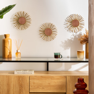 3 miroirs "Warren" doré D24,5cm