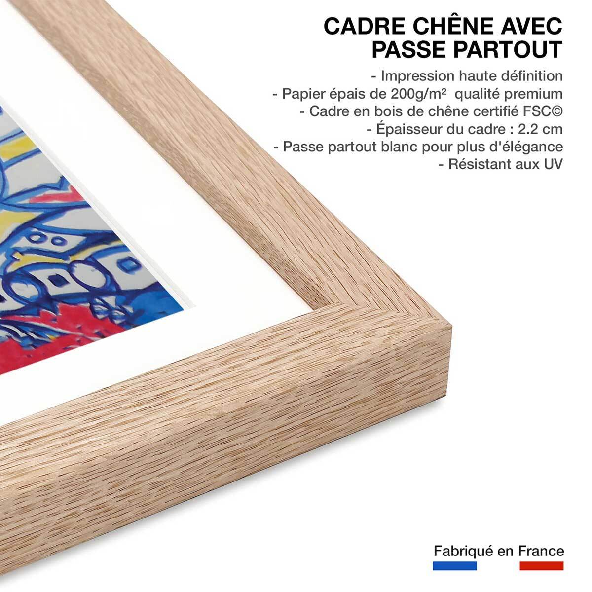 Affiche reproduction abstraite ""défilé"" Affiche + cadre en bois - Chêne