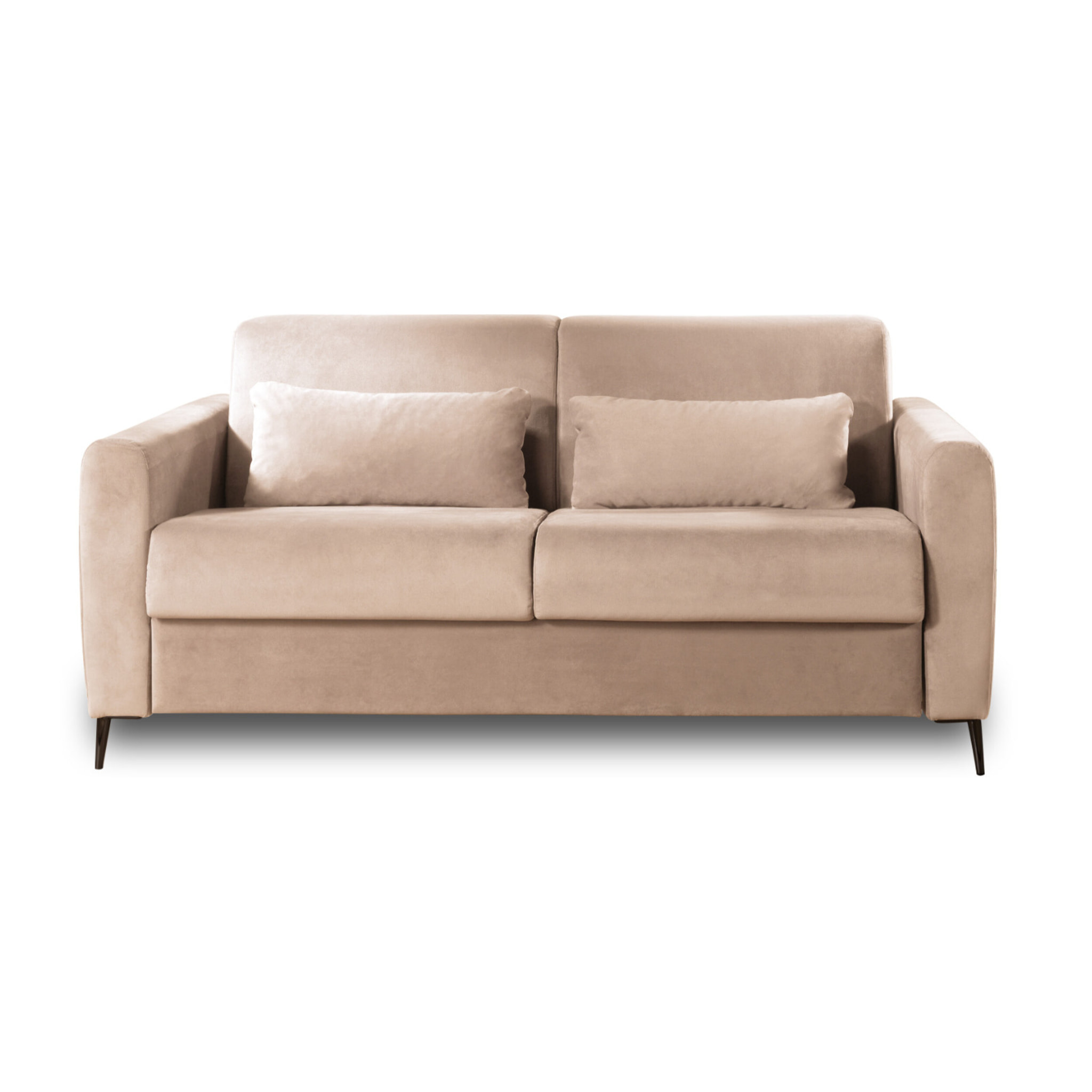 Owen - canapé lit 3 places convertible express couchage quotidien 140 cm matelas 12 cm en velours - Beige
