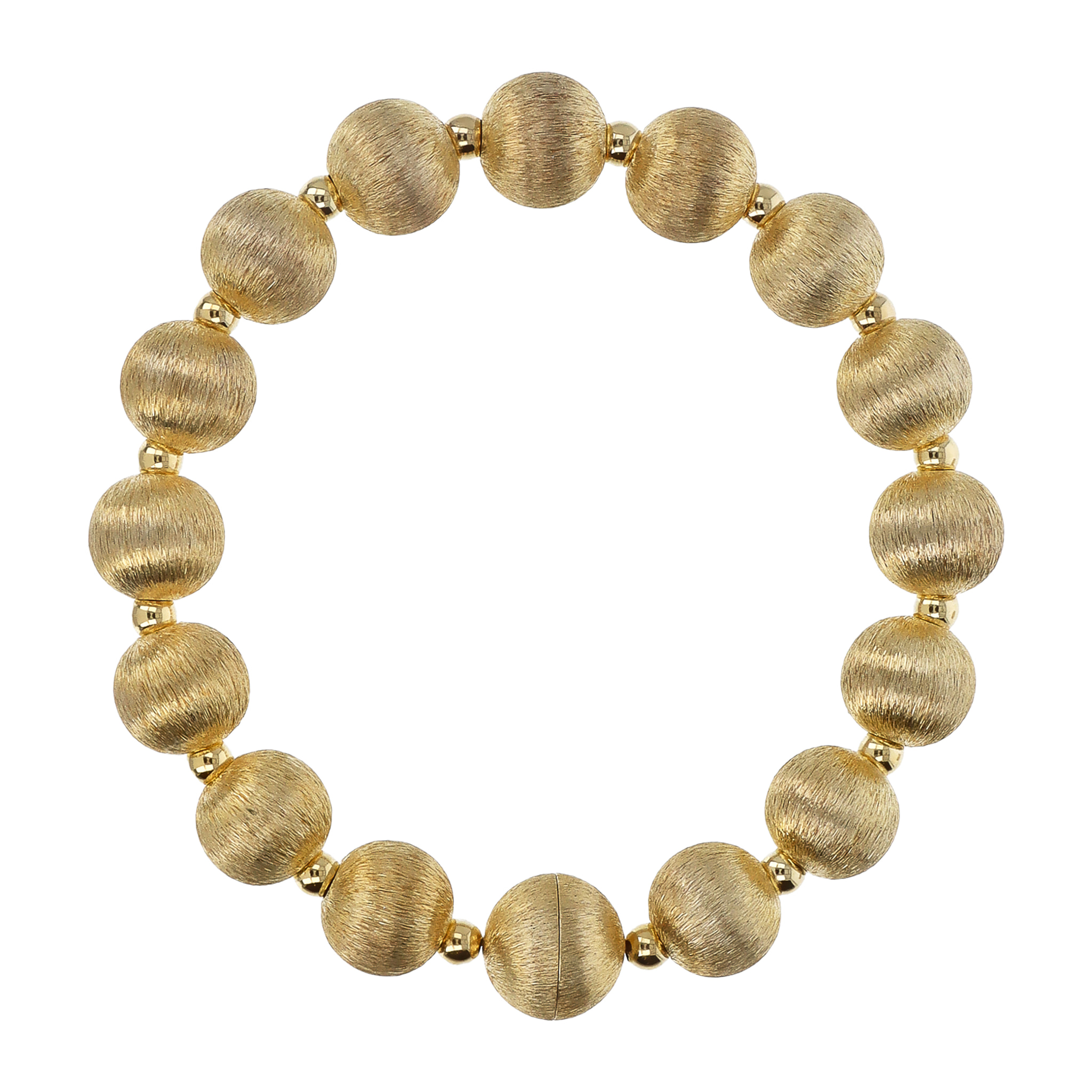 Bracciale in Argento 925 placcato Oro Giallo 18Kt con Bead Satinate e Lucide