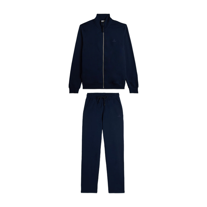 Tuta sportiva in cotone con felpa zip e pantaloni dritti