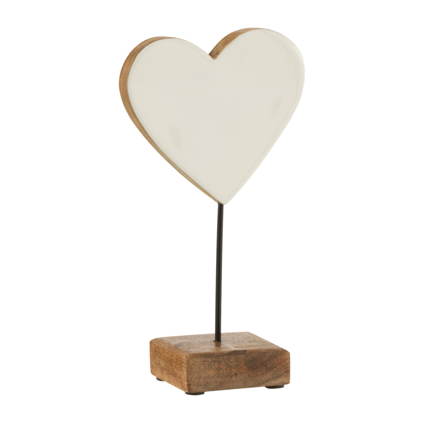 J-Line décoration Coeur Sur Pied - bois - blanc - small