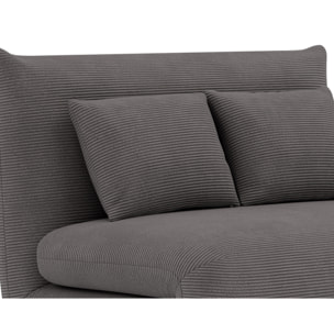 Lumi - Banquette convertible clic-clac 1 place en velours côtelé - Gris