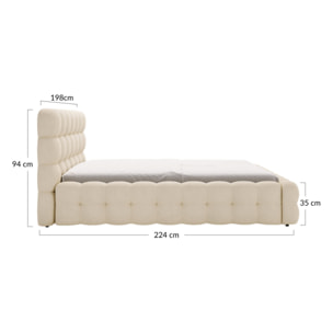 Darling - lit coffre - 180x200 cm - sommier inclus - en velours - Gris