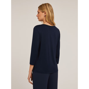 Motivi - Camiseta basic bimaterial - Azul