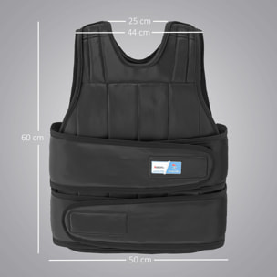 Gilet lesté réglable veste lestée 20 Kg max. poids amovibles entrainement musculation exercice boxe oxford noir