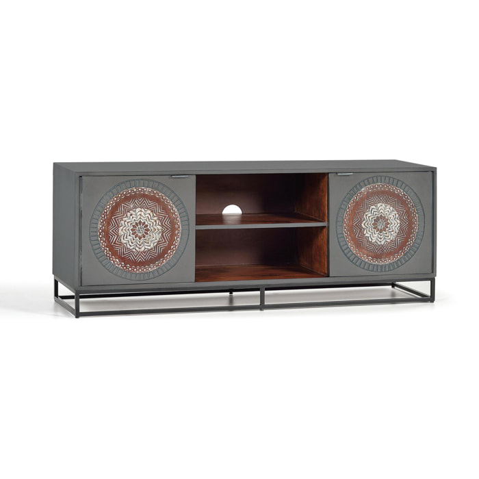 Mueble tv - madera de mango y metal - 56x150x40cm