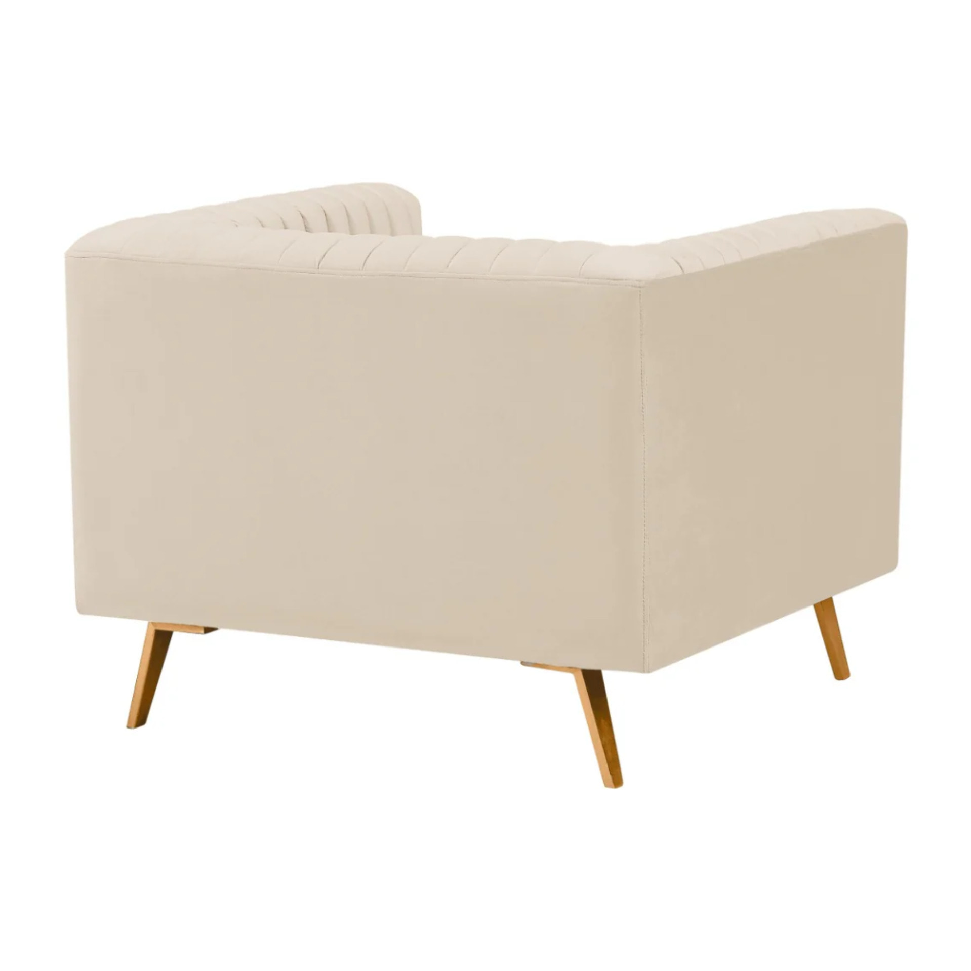 Fauteuil en velours beige et pieds en métal doré - Gatsby