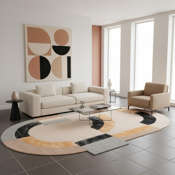 Tapis salon OVOL , tapis en laine et viscose pour un aspect doux et soyeux