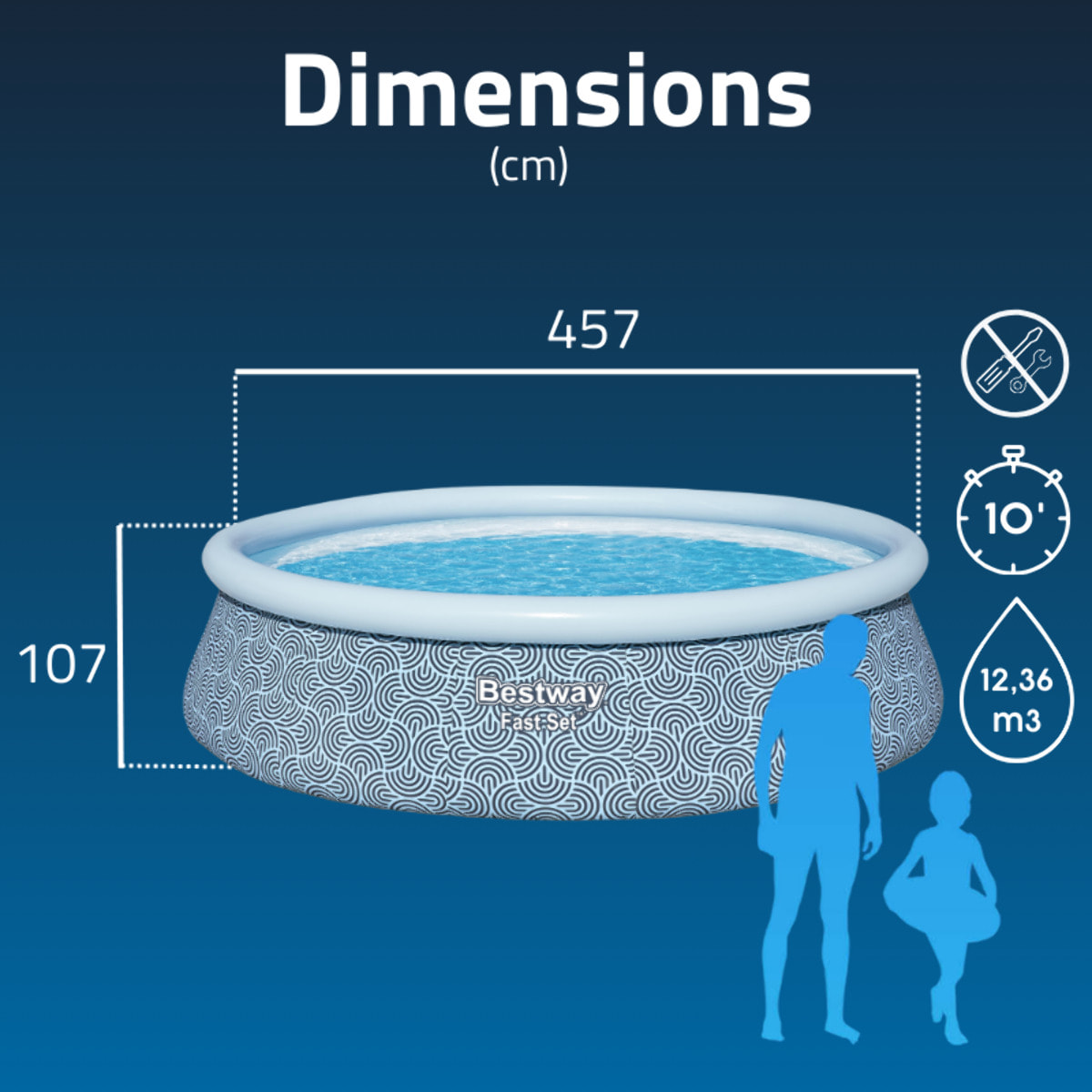Bestway Piscine gonflable ronde Bestway Fast Set 457 x 107 cm décor géométrique