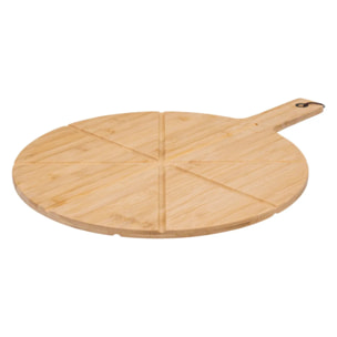 Planche à découper pizza avec roulette bambou 37cm