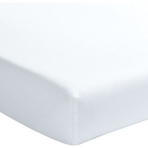 Drap housse percale de coton blanc nuage