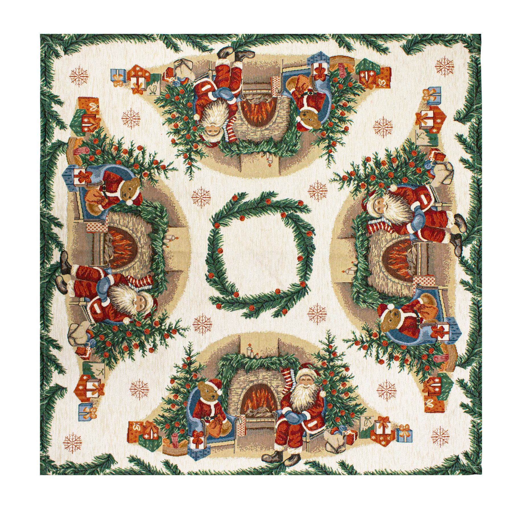 CENTROTAVOLA NATALIZIO JACQUARD DISEGNO BABBO NATALE