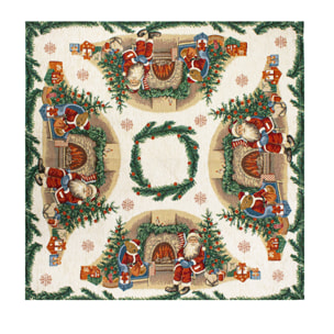 CENTROTAVOLA NATALIZIO JACQUARD DISEGNO BABBO NATALE