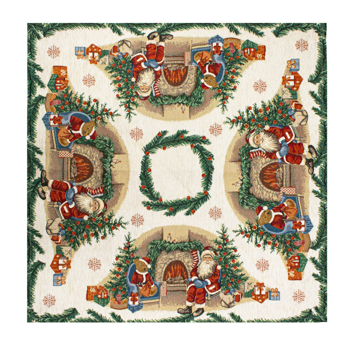 CENTROTAVOLA NATALIZIO JACQUARD DISEGNO BABBO NATALE